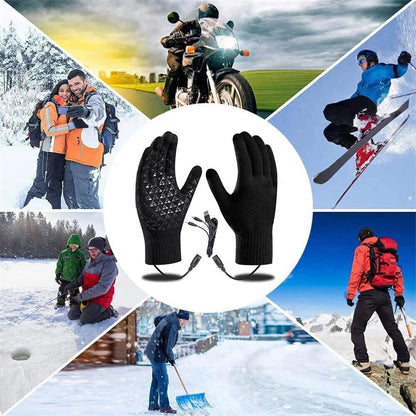 Heated Gloves Electric Rechargeable Battery Hand Warm Windproof Thermal Winter
