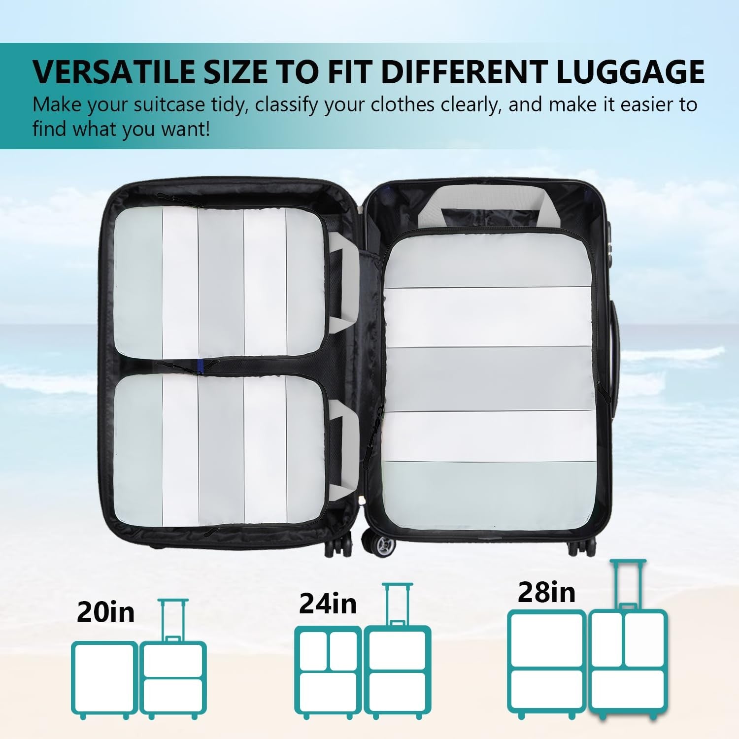 Compression Packing Cubes, 5-Piece Set Travel Organizer Boxes, Compressible Lugg