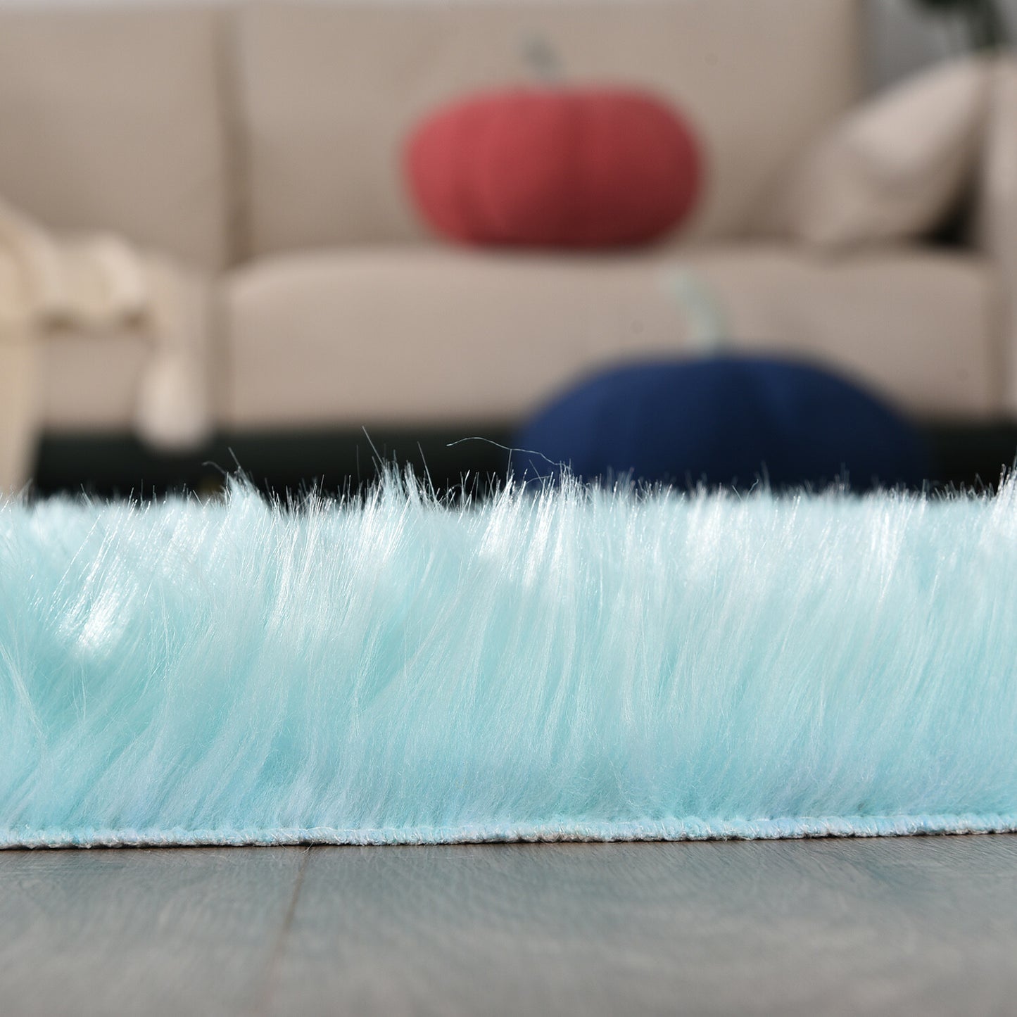 Faux Fur Sheepskin Fluffy Area Rugs round Shaggy Carpet for Bedroom Living Room