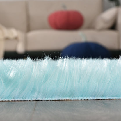Faux Fur Sheepskin Fluffy Area Rugs round Shaggy Carpet for Bedroom Living Room