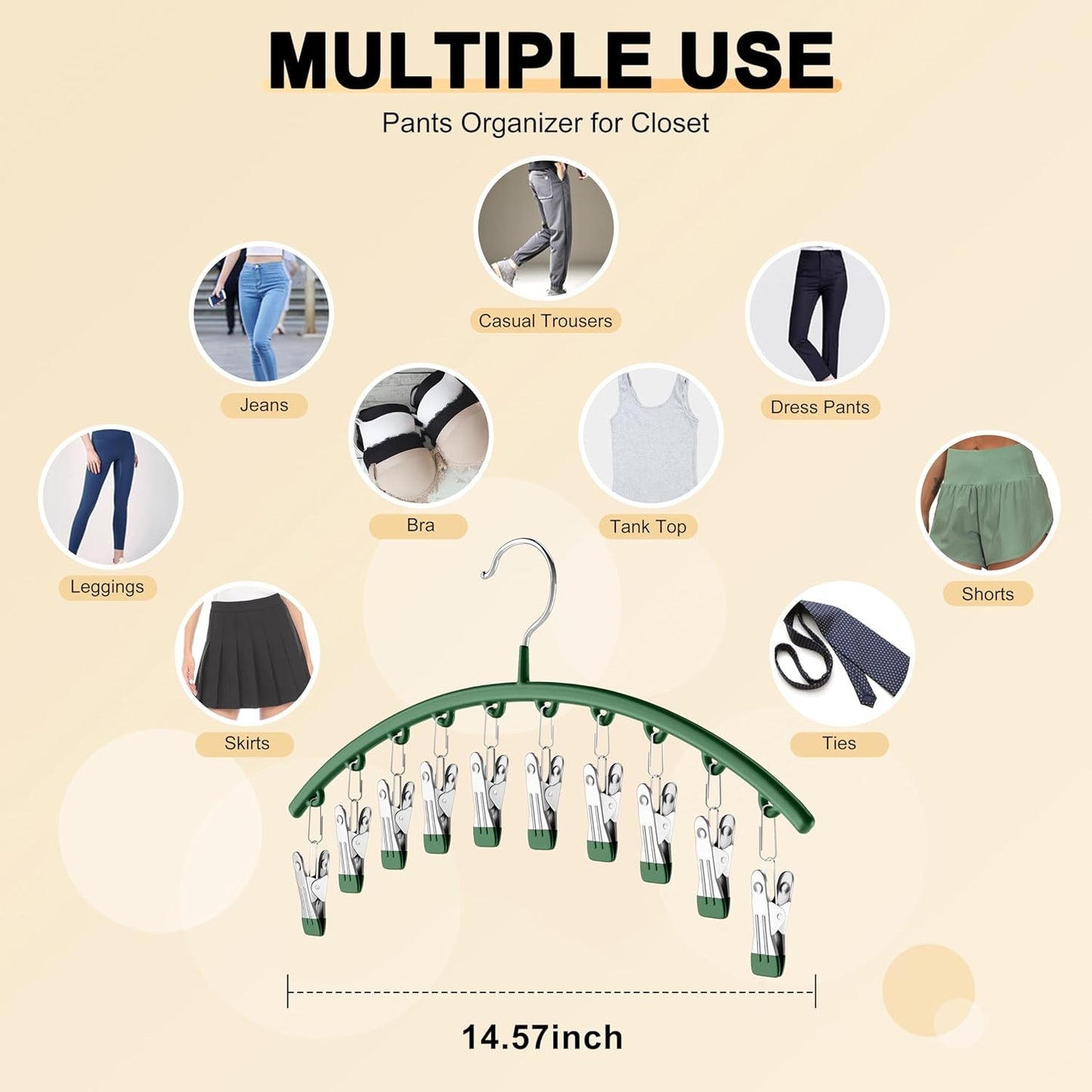 2 Pack Legging Organizer for Closet Metal Yoga Pants Hangers Each with 10 Clips
