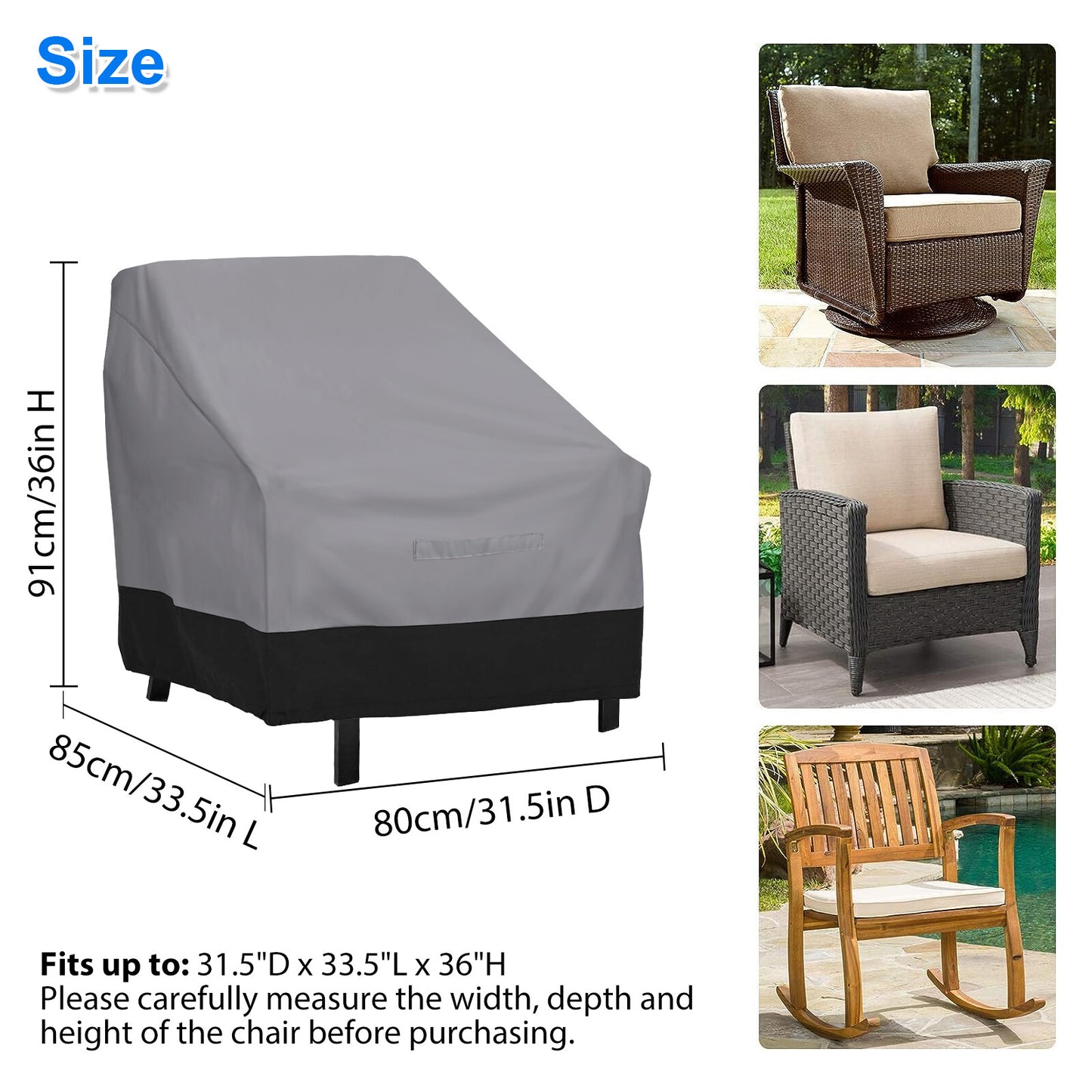 Waterproof Patio Chair Cover Outdoor Garden Lawn Furniture Storage Sun Protector