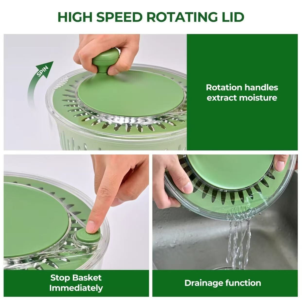 SUSTEAS 5 in 1 Large Salad Spinner Dehydrator with Vegetable Chopper, Drainer Ut