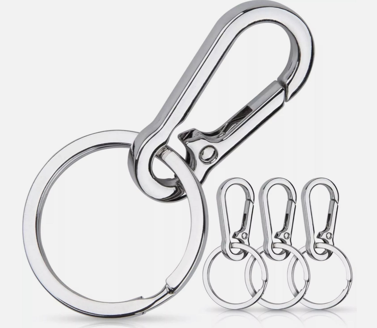 Carabiner Keychain Clip Key Ring Chain Holder – Rust-Free Zinc Alloy, Detachable Ring, Pack of 5/10 – Durable & Stylish Key Holder for Outdoor Use