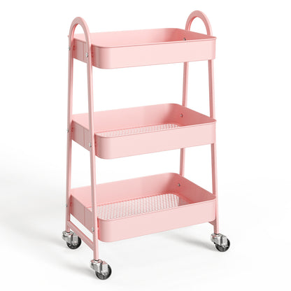 3-Tier Small Rolling Metal Storage Organizer Mobile Utility Cart Kitchen Cart
