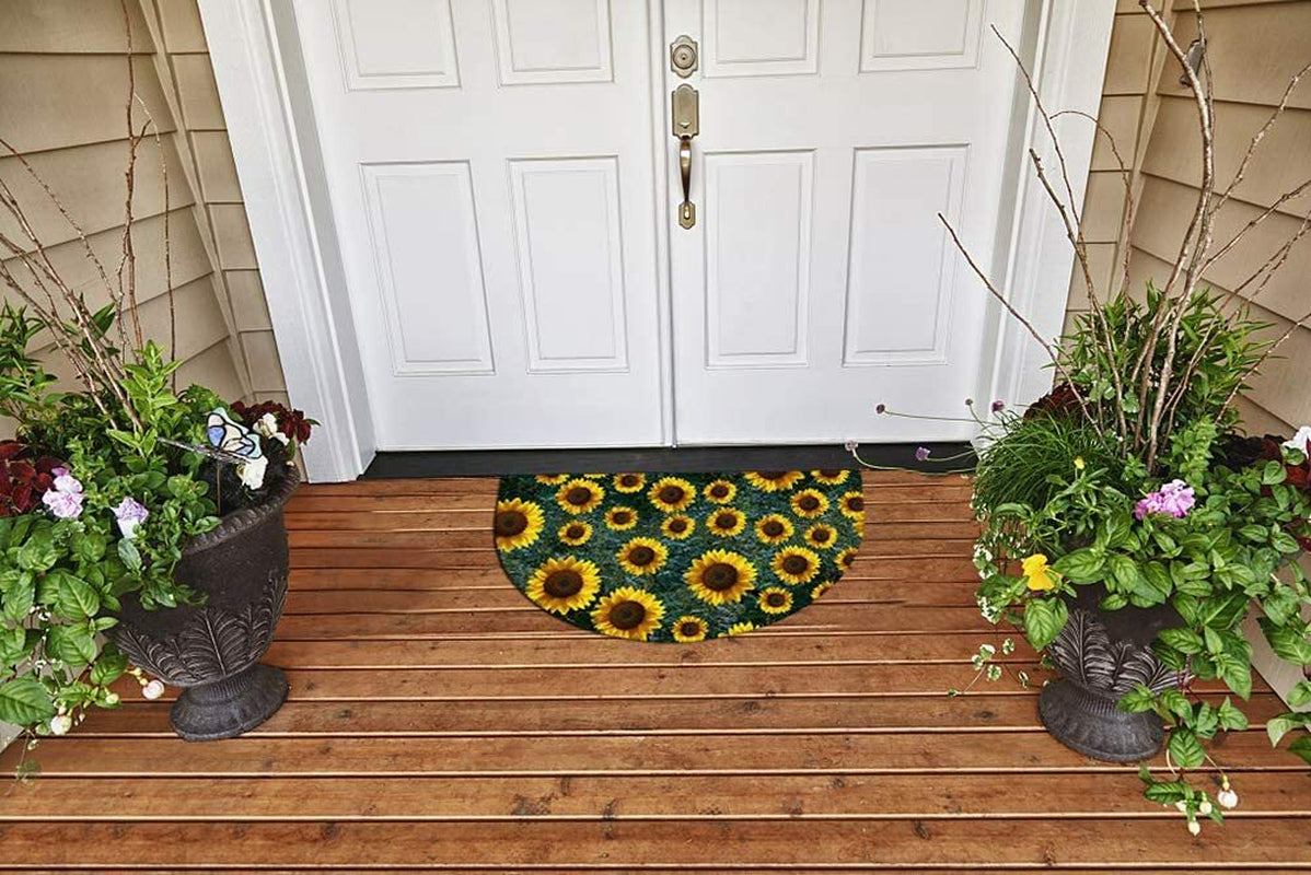 Half round Rubber Door Mat, Decorative Indoor Outdoor Non Slip Front Door Mat