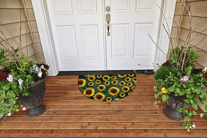 Half round Rubber Door Mat, Decorative Indoor Outdoor Non Slip Front Door Mat