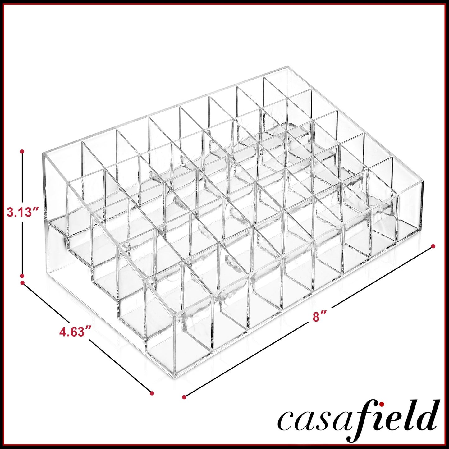 Acrylic Lipstick Organizer Stand - 40 Slot Cosmetic Display Makeup Case - Clear