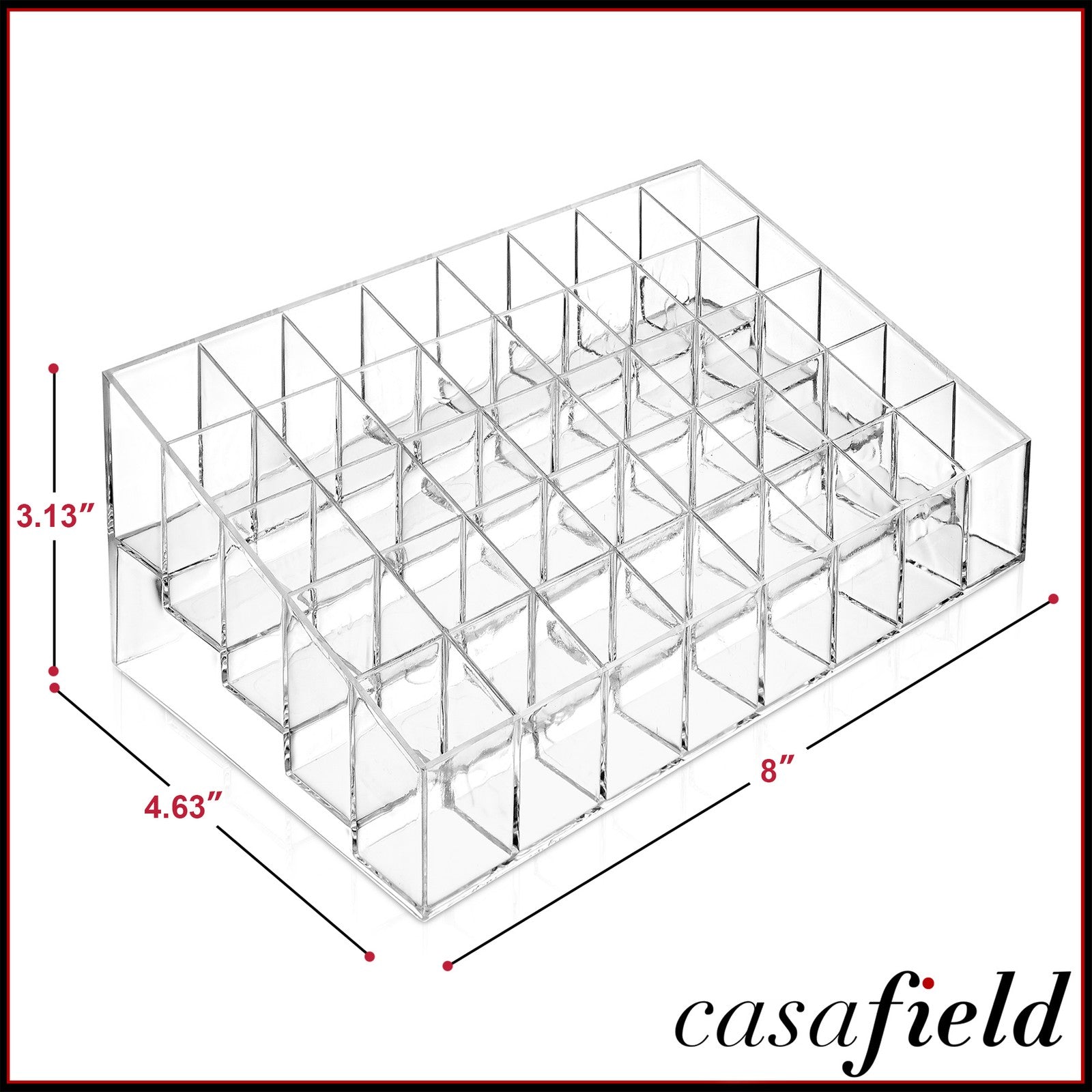Acrylic Lipstick Organizer Stand - 40 Slot Cosmetic Display Makeup Case - Clear