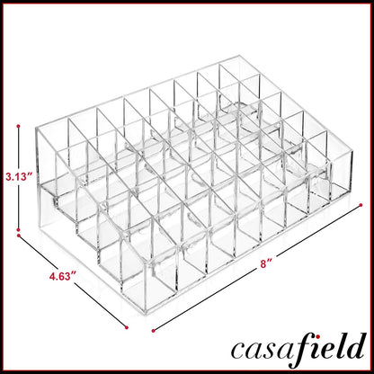 Acrylic Lipstick Organizer Stand - 40 Slot Cosmetic Display Makeup Case - Clear