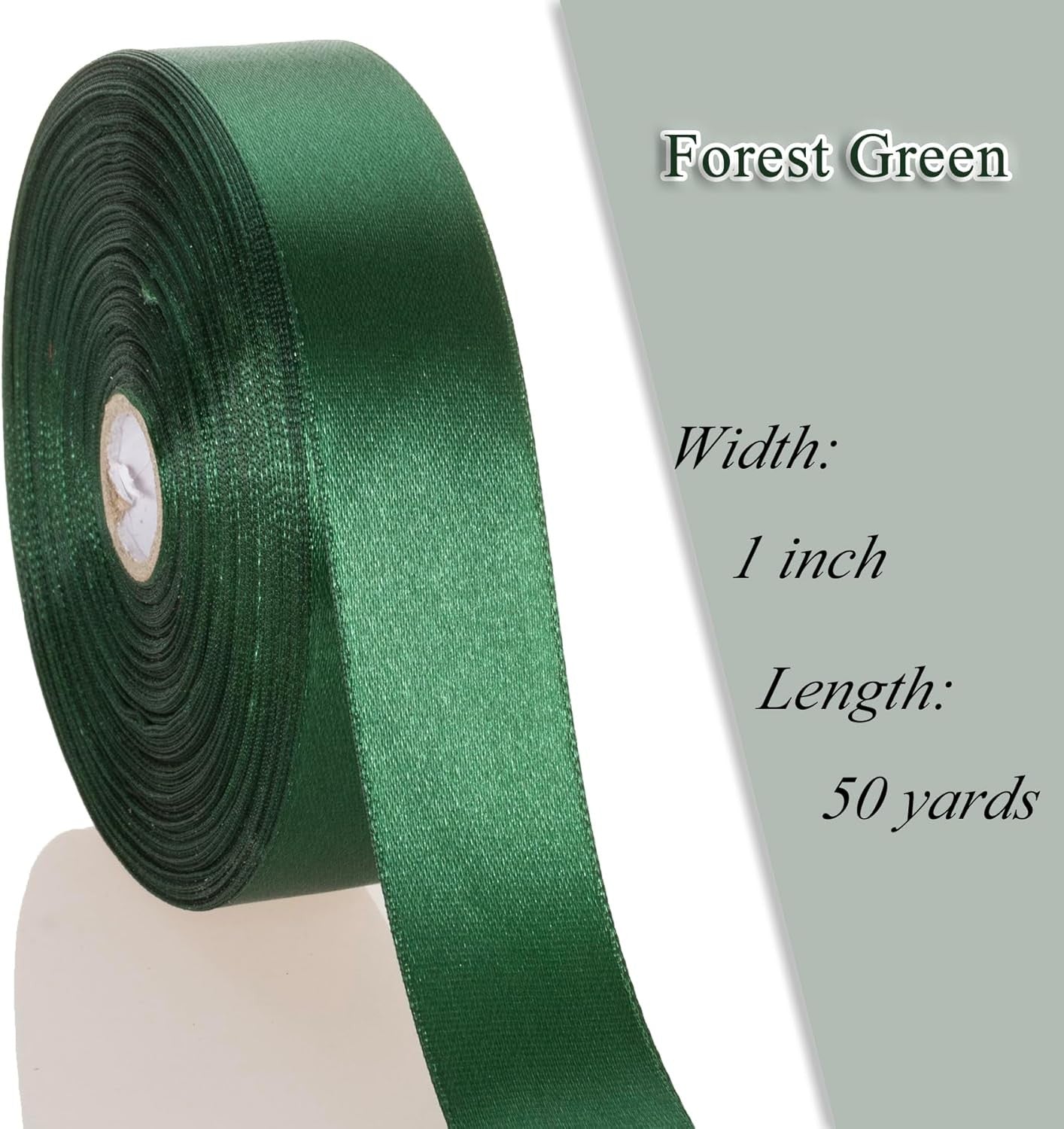 50 Yards 1 Inch Forest Green Satin Ribbon, Single Face 1",