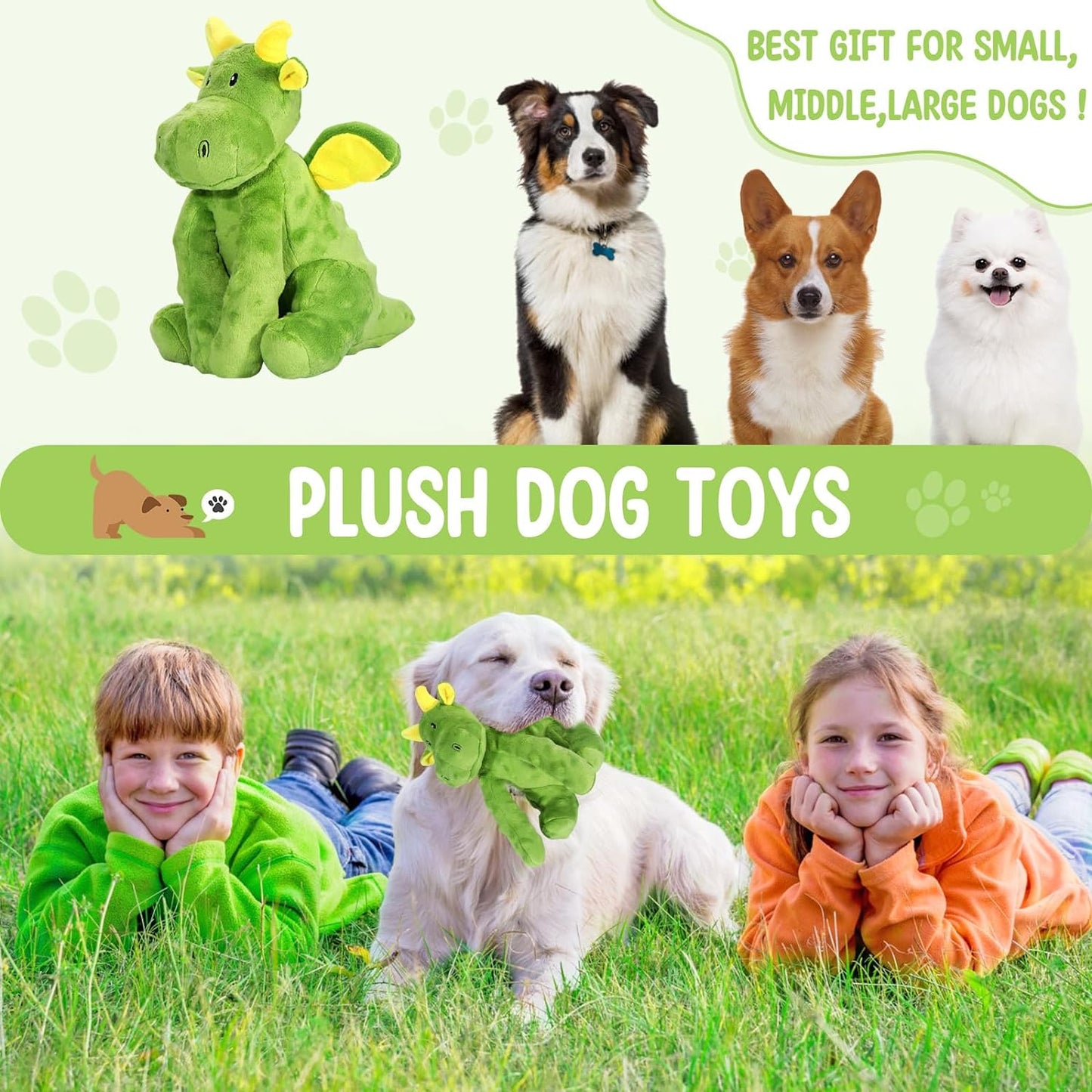 Squeaky Dog Toys Plush Dog Toy with Crinkle Paper Stuffed Durable Dog Chew Toys