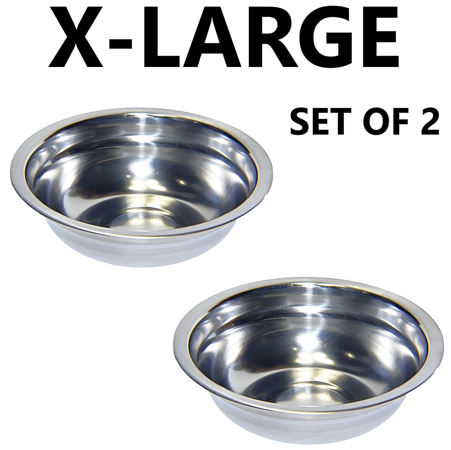 Set of 2 Dog Cat Pet Bowl Dish Metal STAINLESS STEEL Silver New XXS-XXL