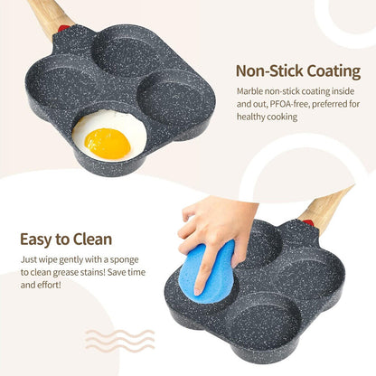 4-Cup Nonstick Egg Pan for Quick Breakfast | Compact, Easy Clean, Pancakes & Eggs Made Simple | No Mess Kitchen Essential