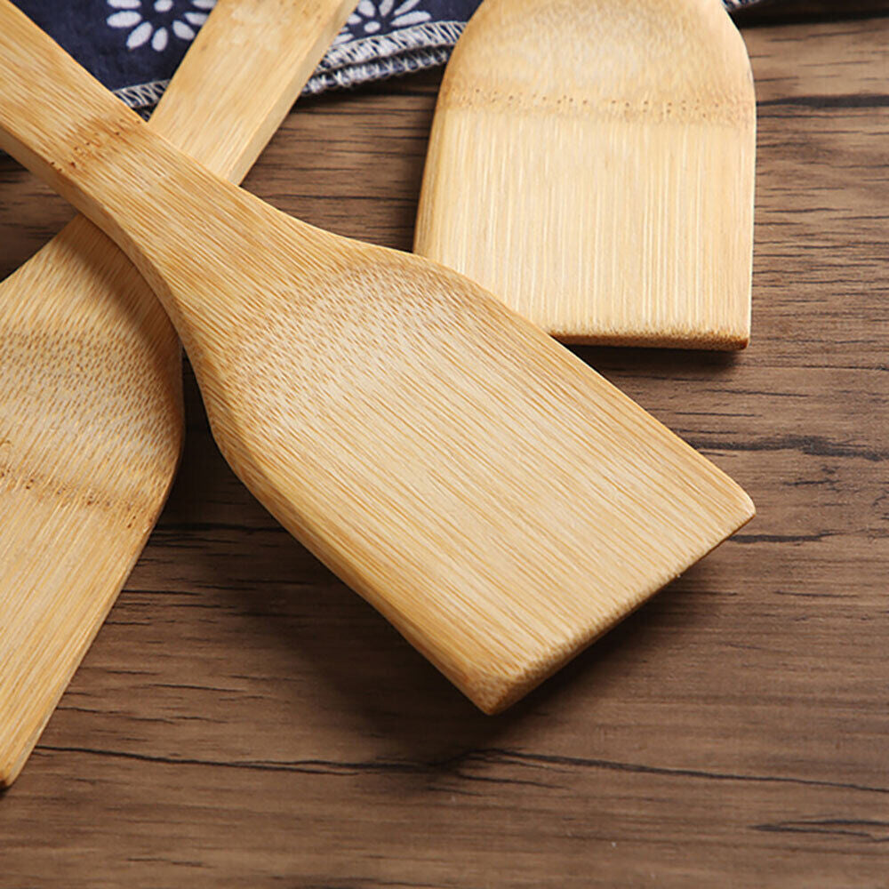Aesthetic Kitchen Bamboo Wooden Utensils – Set of 2/4/6 Eco-Friendly Spatula, Spoon & Cooking Tools for Home Chefs & Meal Prep