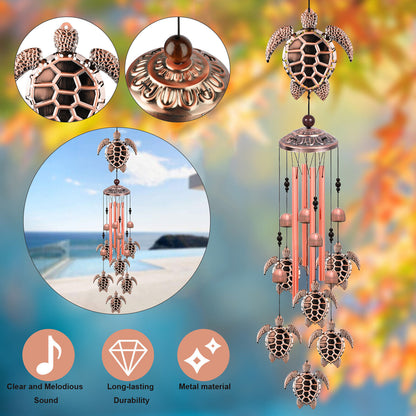 33'' Sea Turtle Wind Chimes Garden Outdoor 4 Tubes Bells Yard Home Hanging Decor