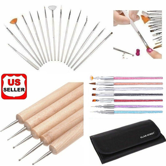 27 Pcs Nail Art Design Set Dotting Painting Drawing Polish Brush Pen Tool Kit US