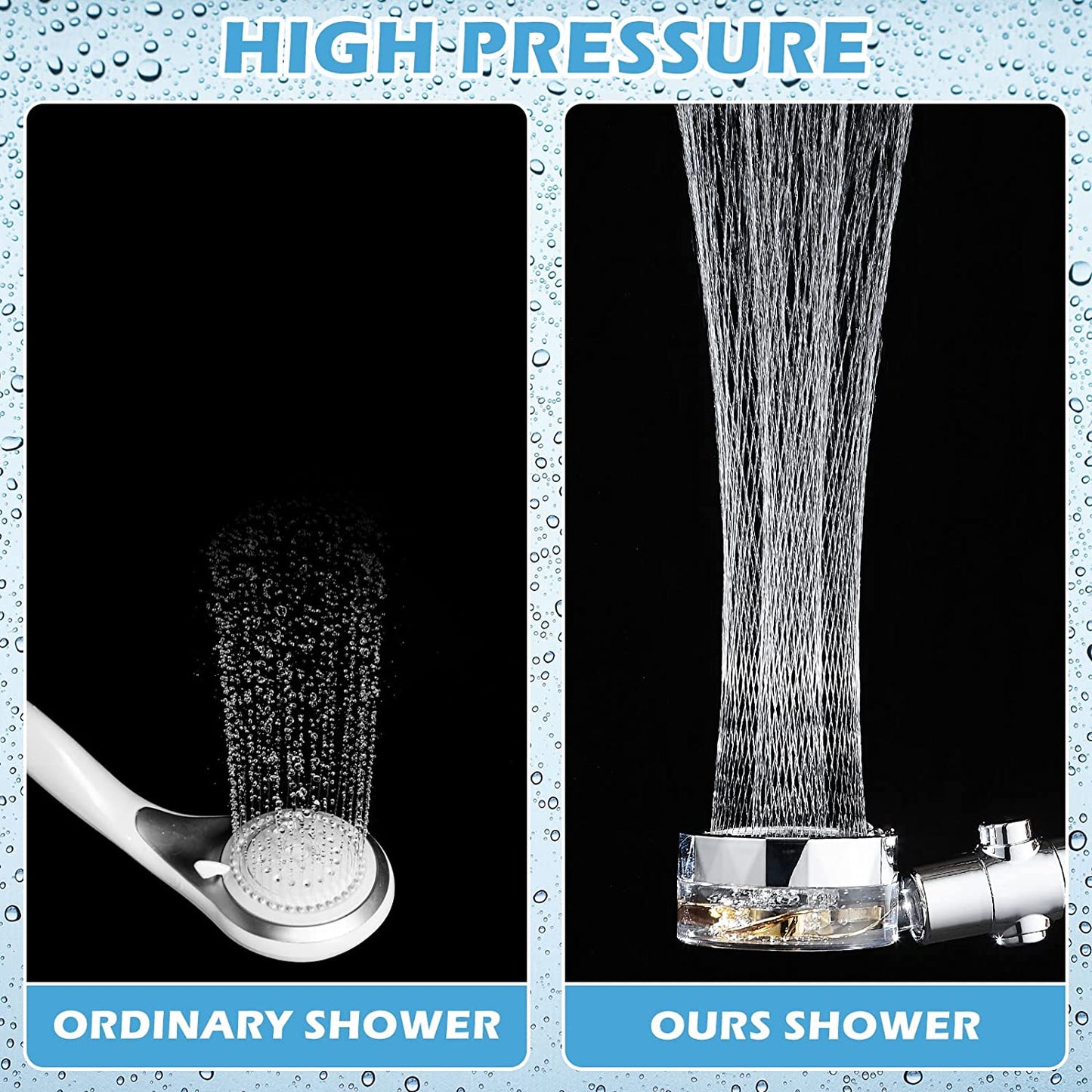 High Pressure Turbo Shower Head 360° Rotated Powerful Water Saving Hand Spray