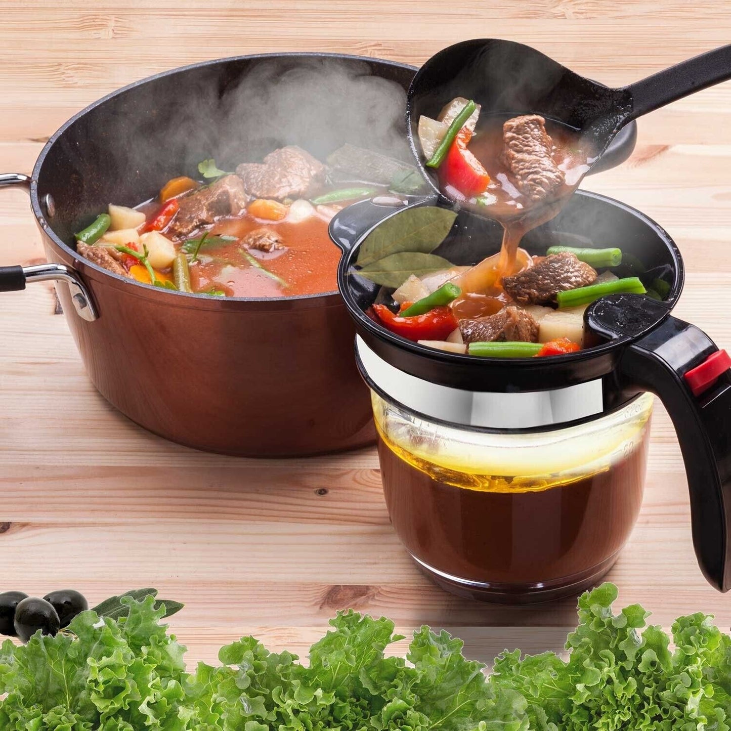 Fat Separator with Bottom Release, 4 Cup Gravy Separator for Cooking with Oil...