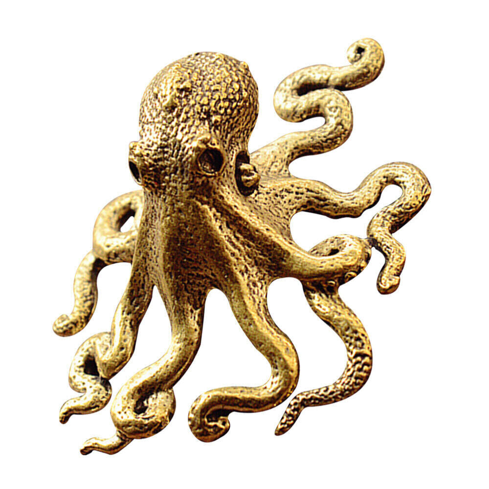 USA Brass Octopus Sculpture Wild Sea Life Figurine Housewarming Gift Decoration