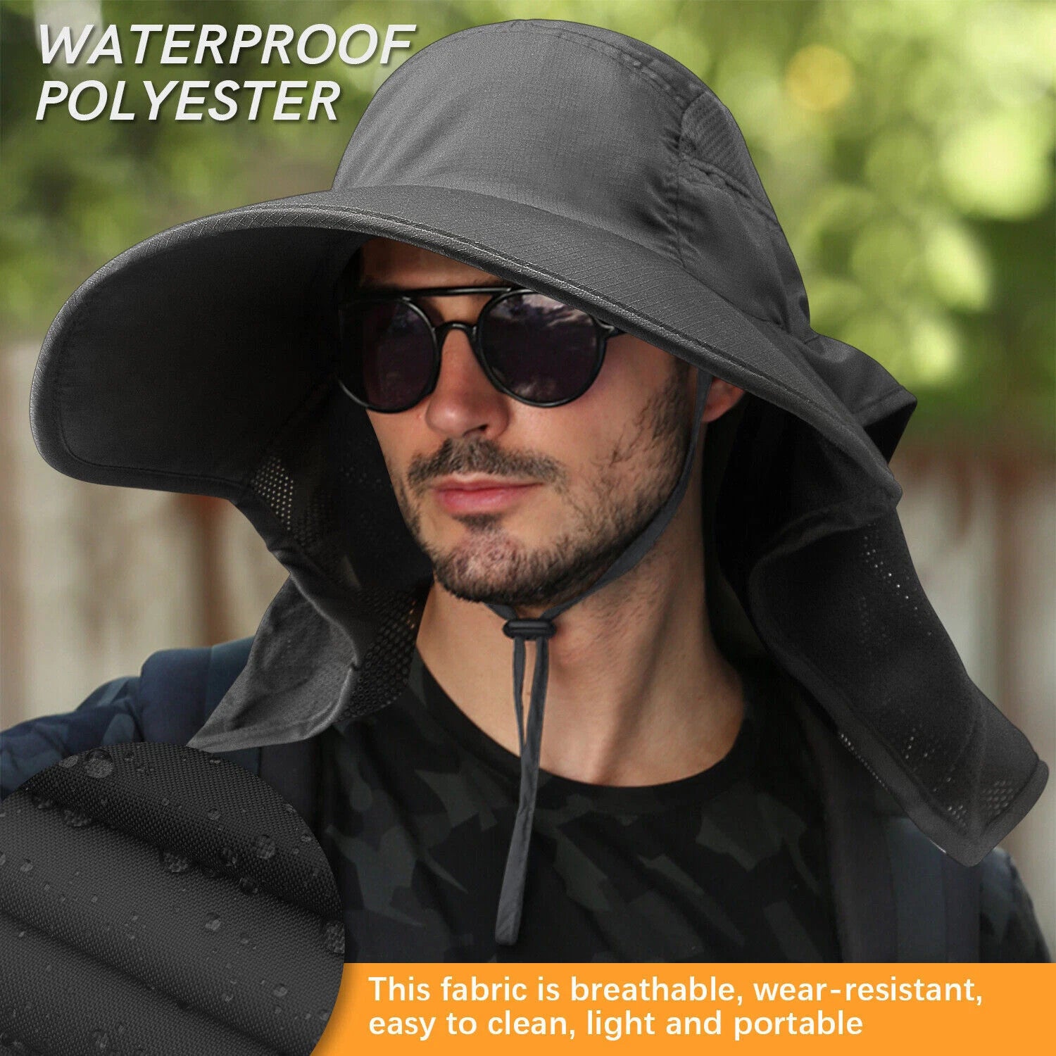 Wide Brim Sun Hat with Neck Flap UV Protection Hiking Fishing Cap Men Women US
