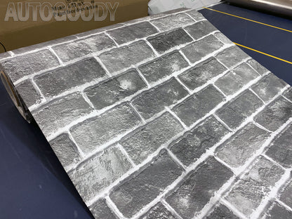 3D Brick Stone Wallpaper Background Vinyl Film Sticker Peel-And-Stick Gray Dark