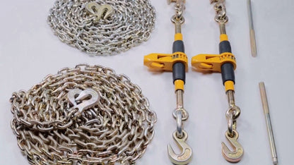Ratchet Chain Binder 5/16"-3/8" Load Binders 7100 Lbs W/ G80 Chains 2 Pcs