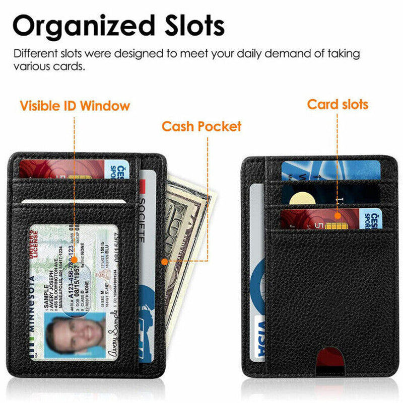 Men's RFID Blocking Leather Slim Wallet | Minimalist Design with 7 Card Slots, Coin Holder & Cash Pocket | Lightweight, Secure & Travel-Ready