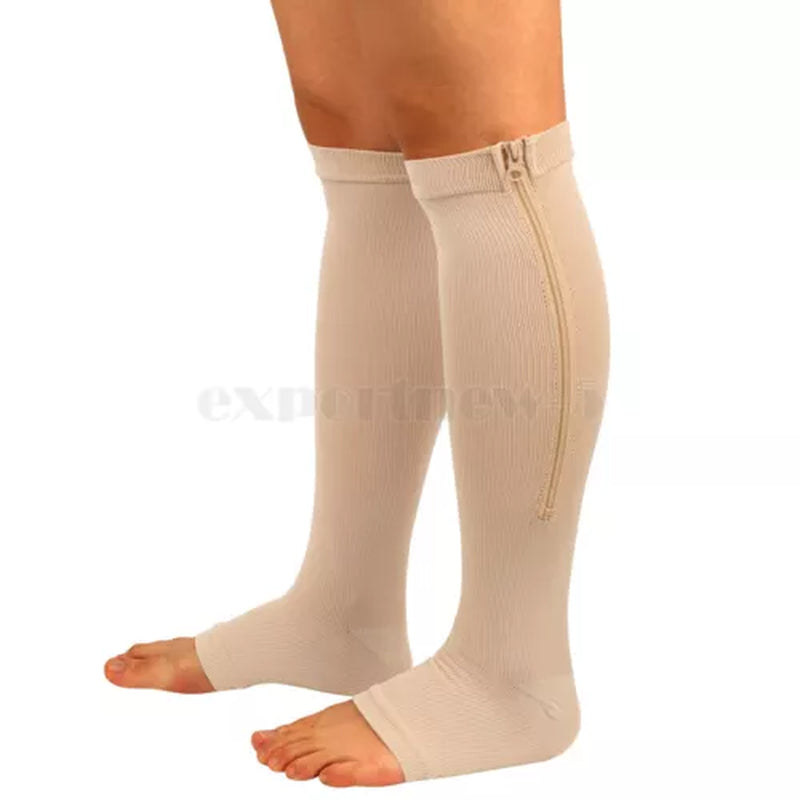 tame impala leg warmers Zipper Medical Compression Support Socks Knee High Open Toe Compression Socks Zip-Up Open Comfort Fit Womenswear Breathable