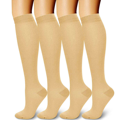 6 Pairs Support Socks Firm Compression Hose Opaque Knee High Wide Calf Stockings