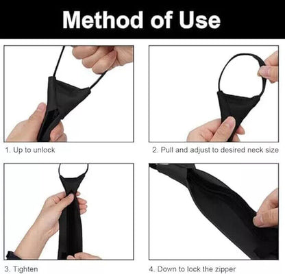 3× Men'S Black Pretied Necktie Men Adjustable Office Zipper Neck Tie Gifts USA