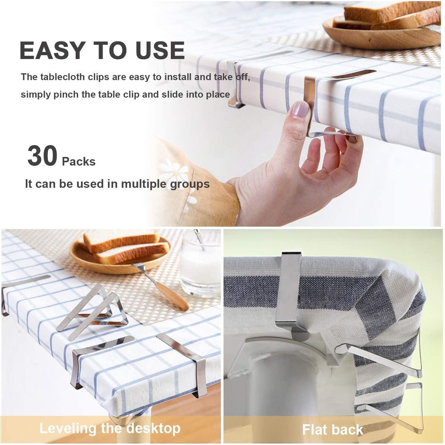 Tablecloth Clips 30 Packs Stainless Steel Picnic Table Cover Clamps for Kitchen