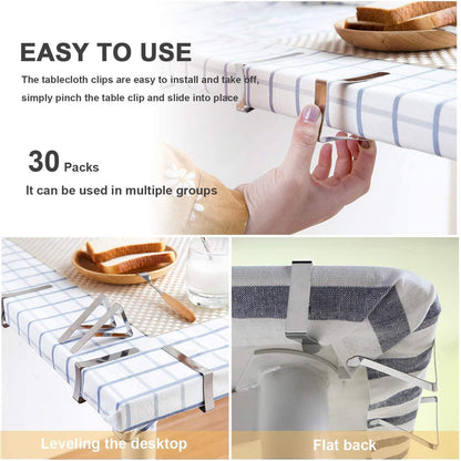 Tablecloth Clips 30 Packs Stainless Steel Picnic Table Cover Clamps for Kitchen