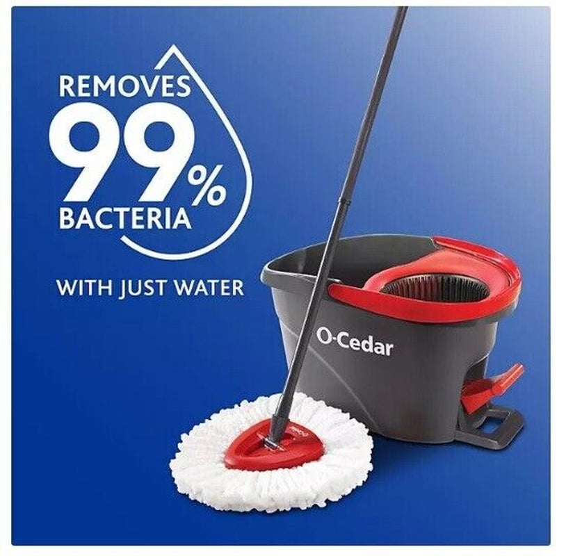 EasyWring Spin Mop & Bucket System - Hands-Free Wringing, Telescopic Handle & 4 Microfiber Mop Heads for Deep Cleaning Floors Effortlessly"