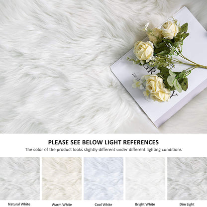 Faux Fur Sheepskin Fluffy Area Rugs round Shaggy Carpet for Bedroom Living Room