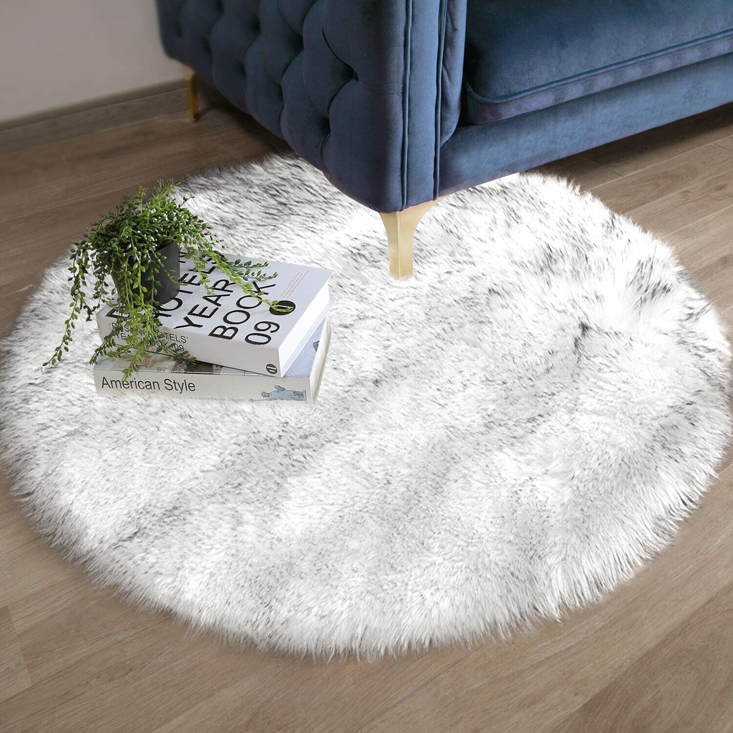 Faux Fur Sheepskin Fluffy Area Rugs round Shaggy Carpet for Bedroom Living Room
