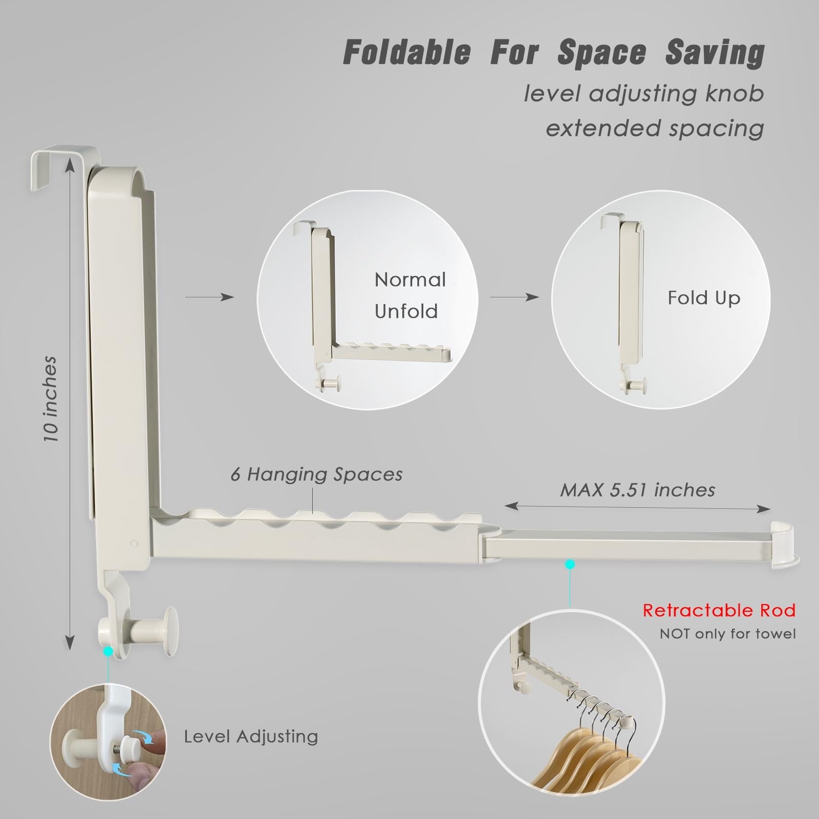 Folding Clothes Drying Rack with 3 Brackets for over the Door and Wall Mount,...