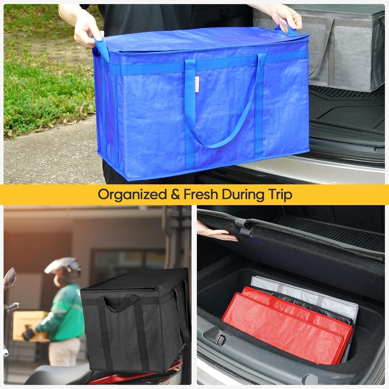 2Pk 3XL Insulated Reusable Grocery Bags, Collapsible Cooler Bag for Groceries