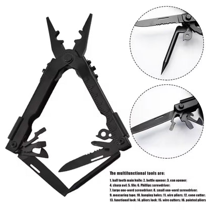 13 In1 Outdoor Survival Multi Tool Plier Compact Pocket Stainless Steel Plier