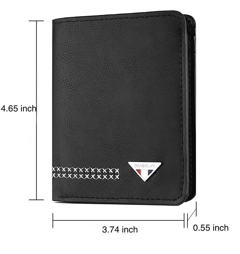 Men'S Functional Bifold Leather Wallet with ID Window Card Holder Slim Purse