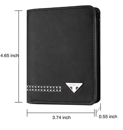 Men'S Functional Bifold Leather Wallet with ID Window Card Holder Slim Purse