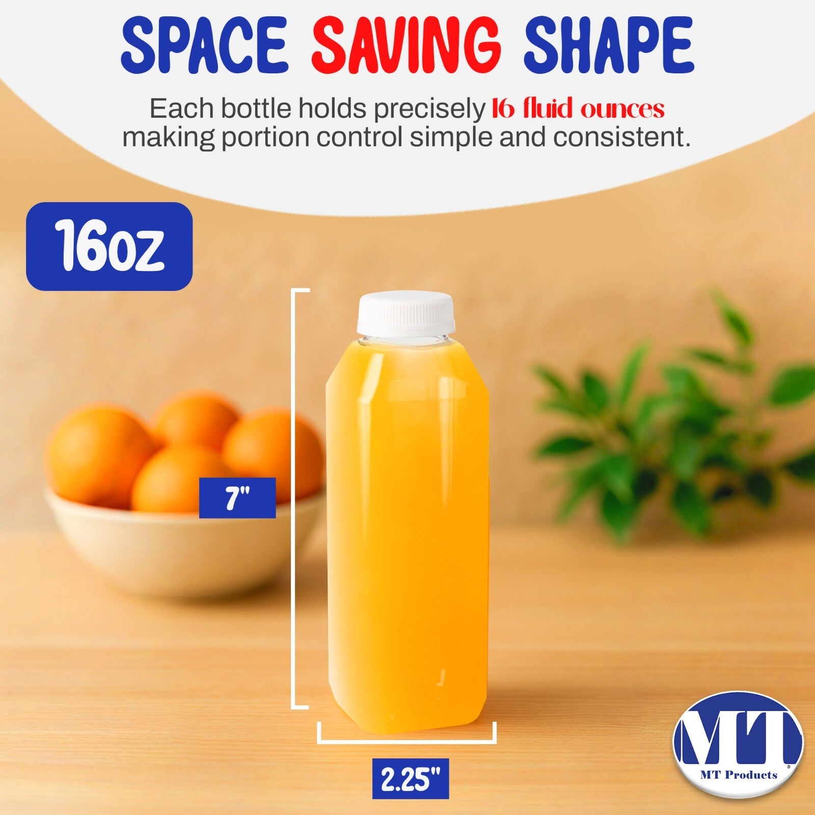 MT Products Empty Clear PET Plastic Juice Bottles with Caps 16 Oz - Pack of 12