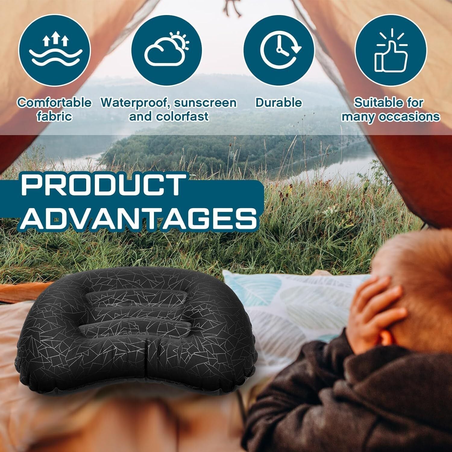 3Pcs Ultralight Pillow Inflatable Camping Pillow for Neck and Lumbar Beach, Camp