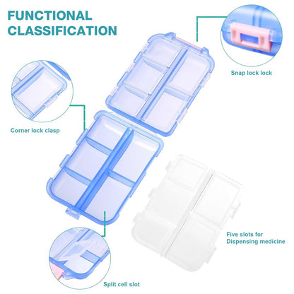 3PCS Pill Organizer 10 Compartments Travel Pill Box Portable Folding Small Case