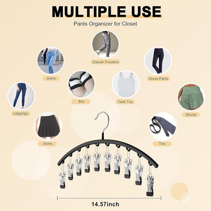 2 Pack Legging Organizer for Closet Metal Yoga Pants Hangers Each with 10 Clips
