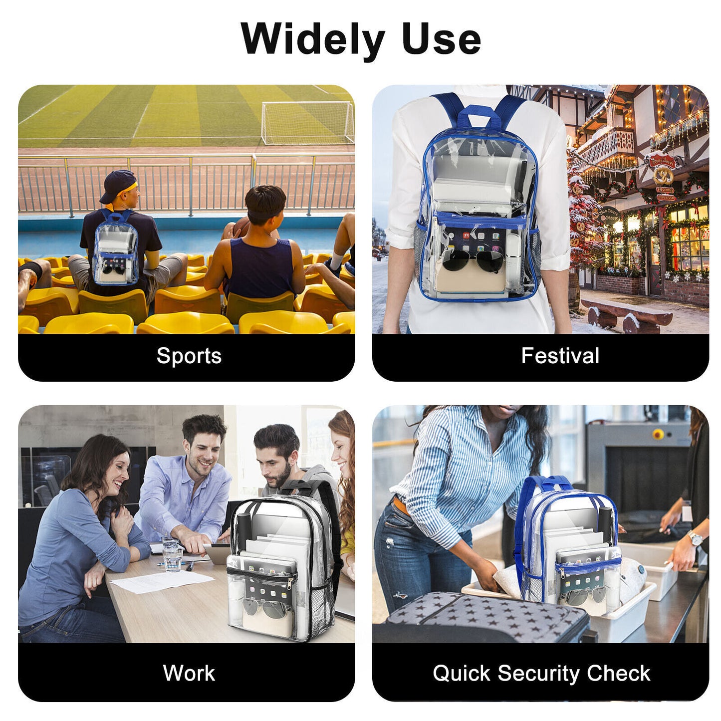 Heavy Duty Clear Backpack Waterproof Transparent Sling Bag See through Book-Bag