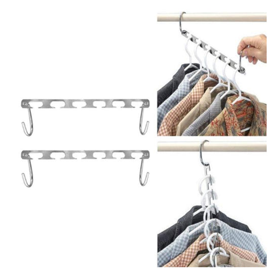 2-10X Magic Metal Wonder Hanger Closet Space Saver Organizer Rack Clothes Hooks