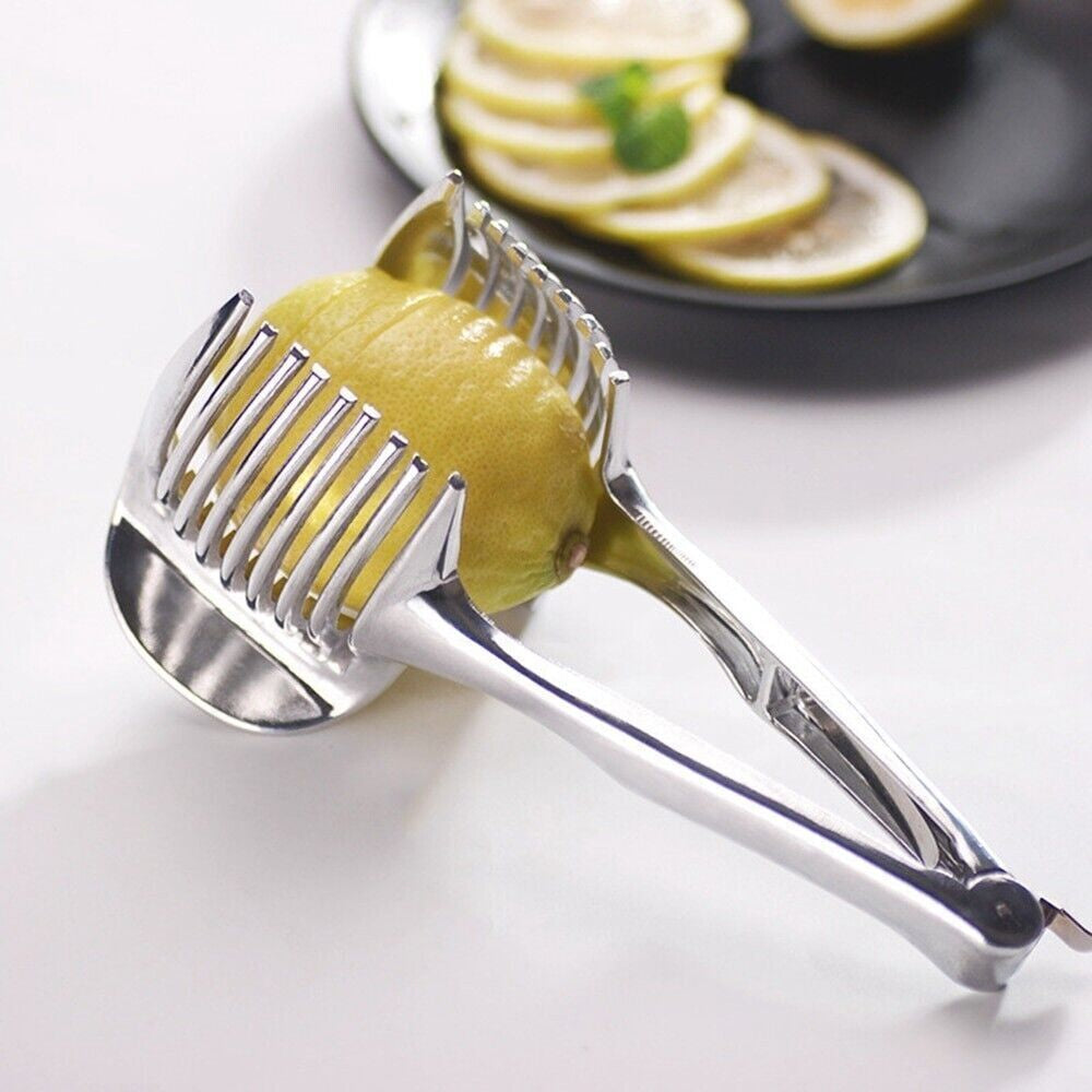 Tomato Onion Lemon Slicer Clip - Multi-Purpose Fruit & Veggie Holder | Food-Grade Stainless Steel Cutter Guide for Safe, Easy, Precise Kitchen Use