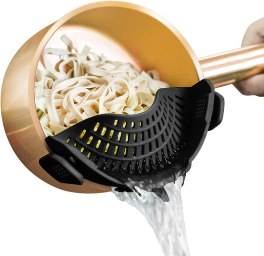 Clip on Strainer Silicone for All Pots and Pans, Pasta Strainer Clip on Food Str