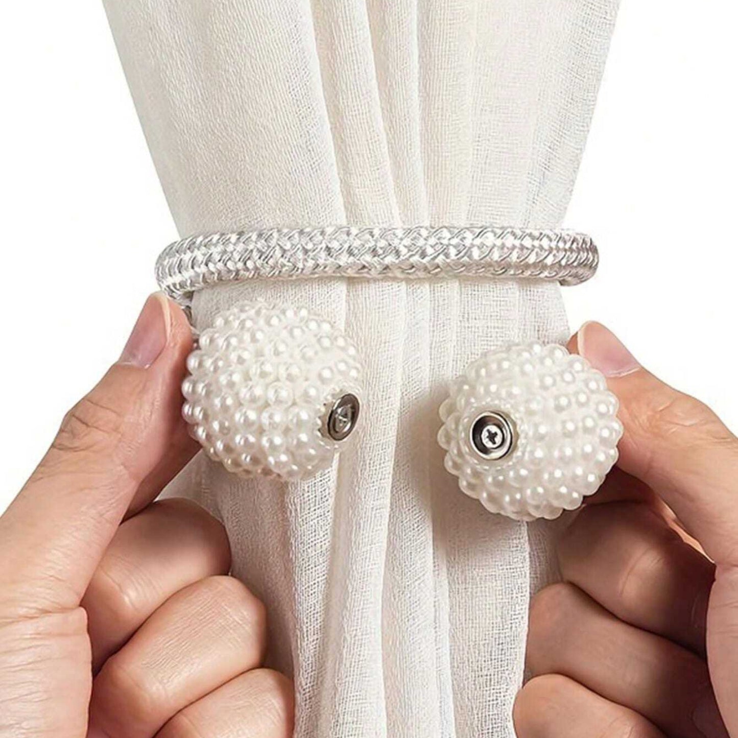 2Pcs Curtain Tiebacks Holdbacks Magnetic Buckle Woven Tie Hold Back Clips Rope